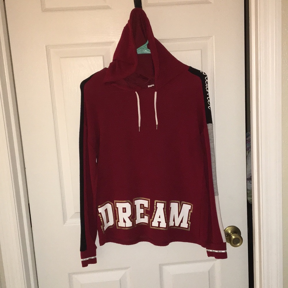 Long sleeve red dream hoodie.
